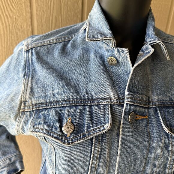 Vintage Arizona Jean Jacket Womens Medium Co Blue Jean Denim Trucker Stone Wash - Picture 4 of 6